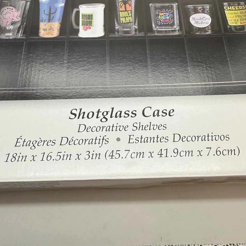 Gallery Solutions Black Shot Glass Display Case Wall Decor 28 Compartments